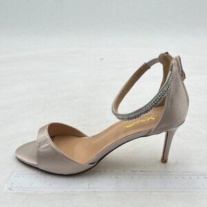 XYD Women's Open Toe Rhinestones Ankle Strap Sandals Mid Heel Pumps Bridal